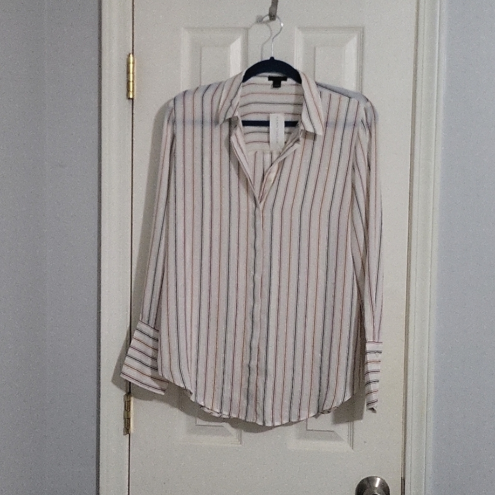 ANN Taylor Factory Long Sleeved Striped Blouse, NWT